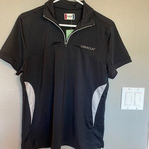 Black Clique bike shirt with Oracle logo, L